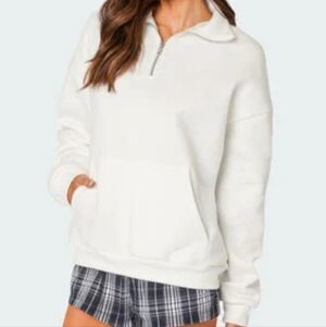 Sundays Cream White Quarter-Zip Sweatshirt Size M